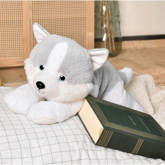 Peluche Chien Husky gris 40 cm : Les Allongés Stretch - Histoire d'Ours Histoire d'Ours - 3