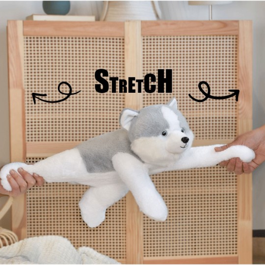Peluche Chien Husky gris 40 cm : Les Allongés Stretch - Histoire d'Ours Histoire d'Ours - 5