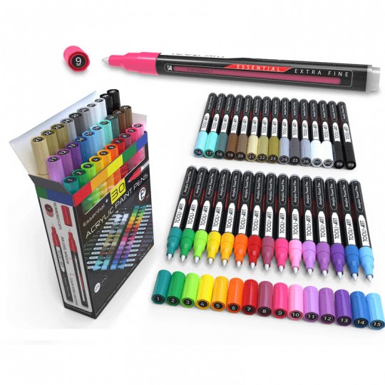 TOOLI-ART Marqueur Acrylique Set Essentiel 30 couleurs EF 07mm Tooli - 1
