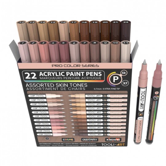 TOOLI-ART Marqueur Acrylique Set Teintes chairs 22 couleurs EF 07mm Tooli - 2