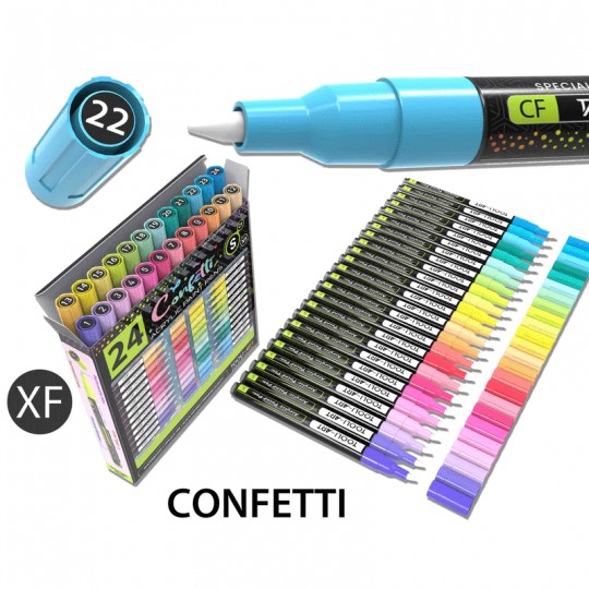 TOOLI-ART Marqueur Acrylique Set Confetti 24 couleurs vives EF 07mm Tooli - 2