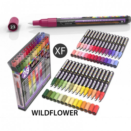 TOOLI-ART Marqueur Acrylique Set Fleurs sauvages 28 couleurs EF 07mm Tooli - 1