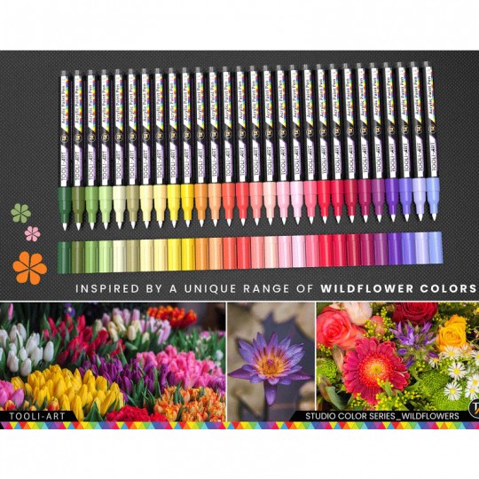 TOOLI-ART Marqueur Acrylique Set Fleurs sauvages 28 couleurs EF 07mm Tooli - 3