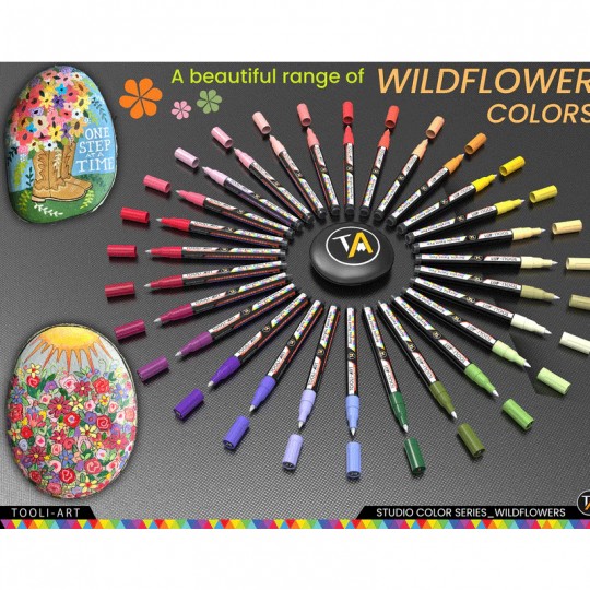 TOOLI-ART Marqueur Acrylique Set Fleurs sauvages 28 couleurs EF 07mm Tooli - 4