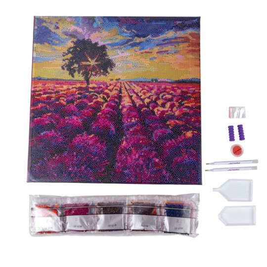 CRYSTAL ART Kit tableau broderie diamant 30x30cm - Lavande Crystal Art - 4