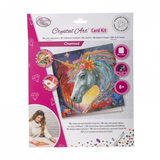 CRYSTAL ART Kit Carte à diamanter 18x18cm - Licorne enchantée Crystal Art - 1