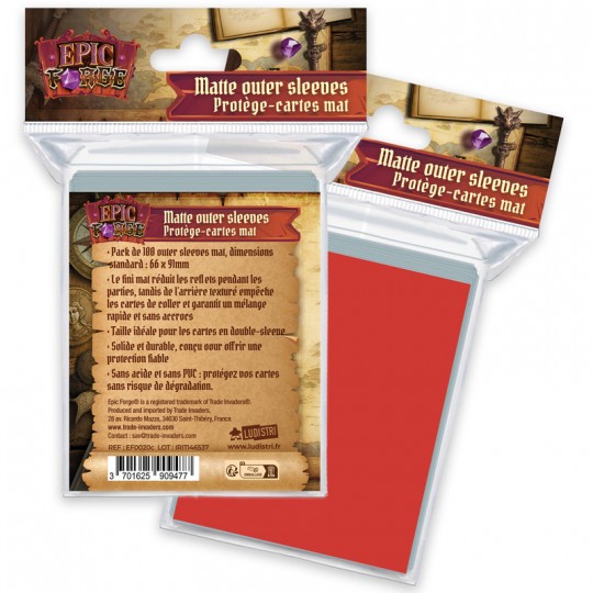 Outer Sleeves Mat (66x91 mm) x100 (100 microns) ROUGE - Epic Forge Epic Forge - 1