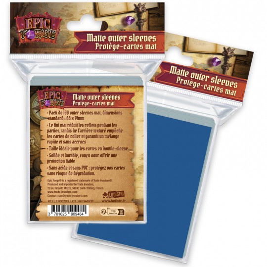 Outer Sleeves Mat (66x91 mm) x100 (100 microns) BLEU - Epic Forge Epic Forge - 1