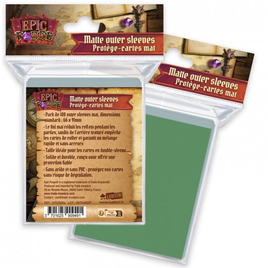 Outer Sleeves Mat (66x91 mm) x100 (100 microns) VERT - Epic Forge Epic Forge - 1