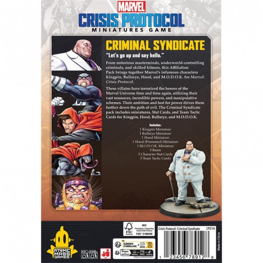 Marvel Crisis Protocol : Ciminal Syndicate Affiliation Pack Atomic Mass Games - 2
