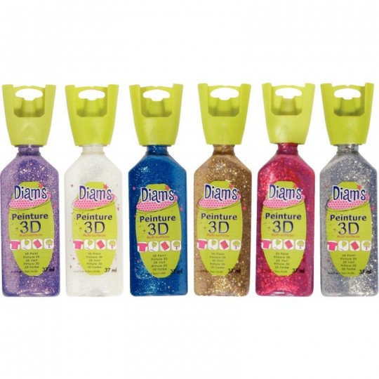 Assortiment de 6 flacons 37 ml - Couleurs PAILLETEES Diam's - 1