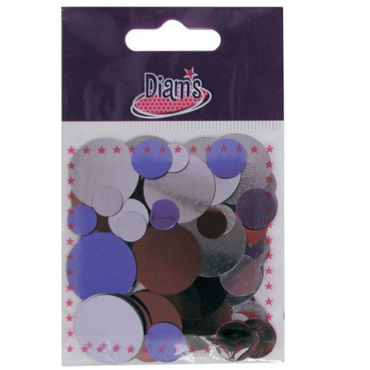 DIAM'S 150 Miroirs indiens assortiment prune 3 couleurs, 3 tailles Diam's - 1
