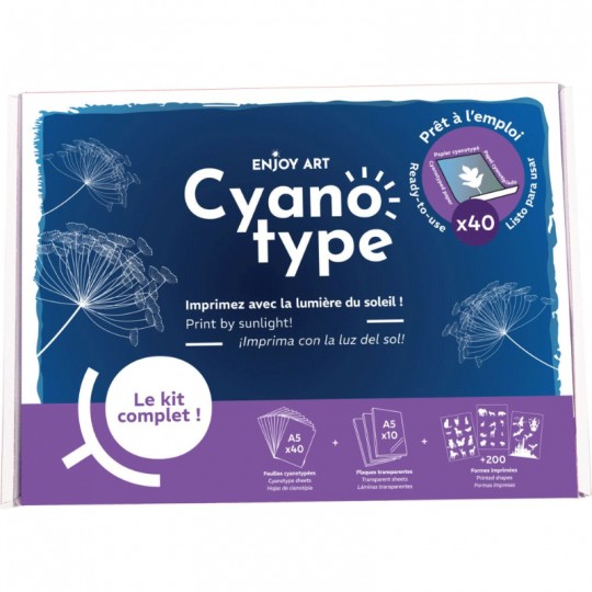 Enjoy Art Kit 40 Feuilles Cyanotype A5 + 10 plaques A5 + 210 motifs Enjoy Art - 1