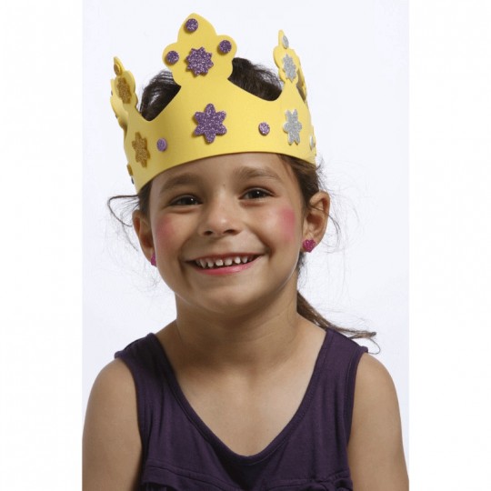 GRIM TOUT Set Princesse 4 couronnes en mousse à décorer avec des motifs pailletés adhésifs Grim'Tout - 2