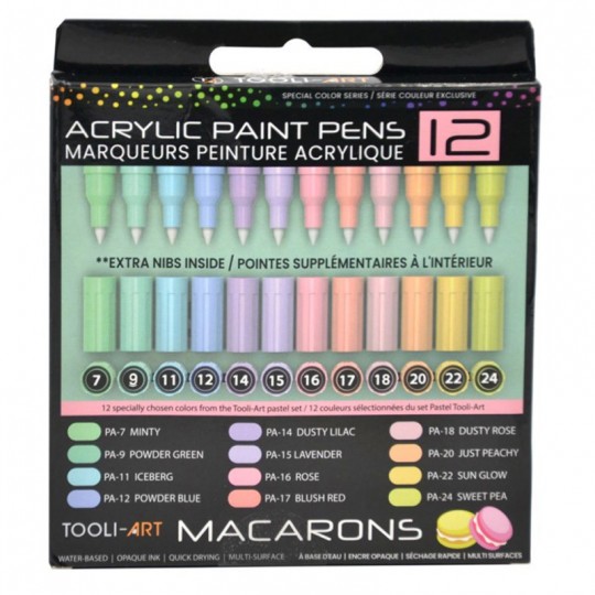 Set de 12 marqueurs Acryliques "Macarons" de TOOLI-ART (pointe 0.7mm) Tooli - 1