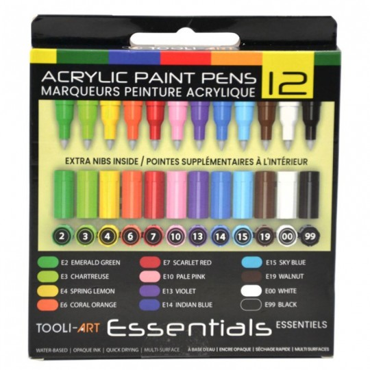 Set de 12 marqueurs Acryliques "Essential" de Tooli Art (pointe 0.7mm) Tooli - 1