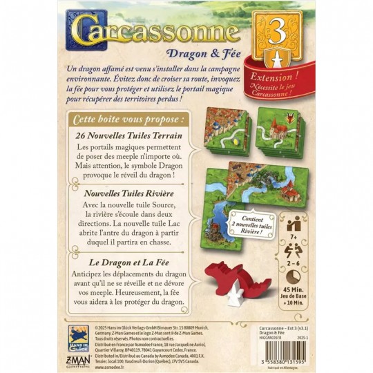 Carcassonne : Dragon et Fée 2025 (Ext 3) Hans im gluck - 2