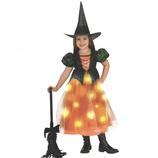 Déguisement 3-4 ans lumineux Sorcière orange 5-7 ans - Rubies Rubies - 1