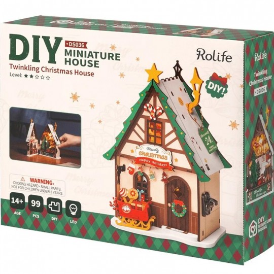 Puzzle 3D en bois Twinkling Christmas House Rolife Rolife - 3