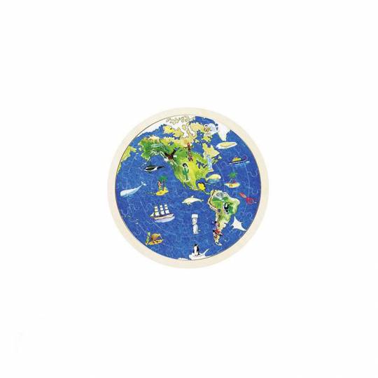 Puzzle en bois globe terrestre double face 57 pièces - Goki Goki - 1