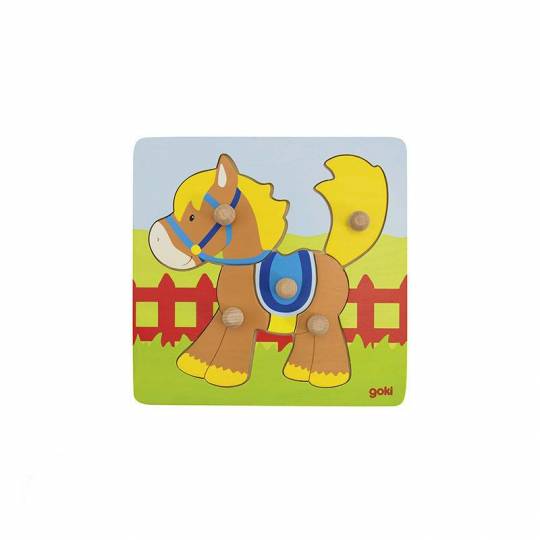 Puzzle à bouton cheval 5 éléments - Goki Goki - 1