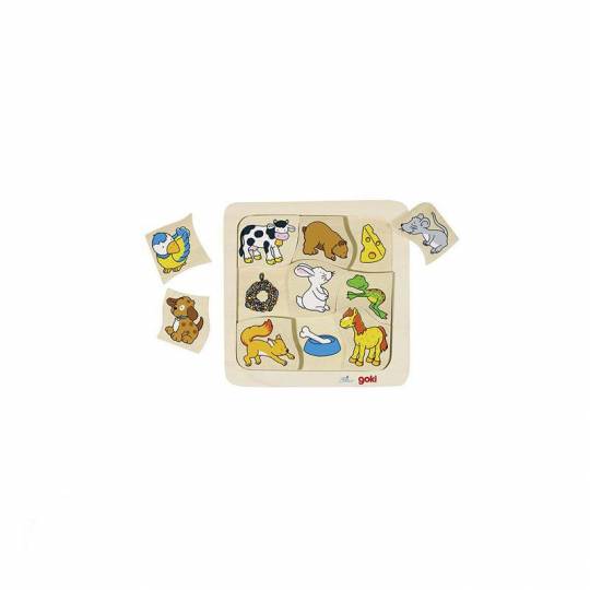 Puzzle en bois qui mange quoi ? 9 pièces - Goki Goki - 1