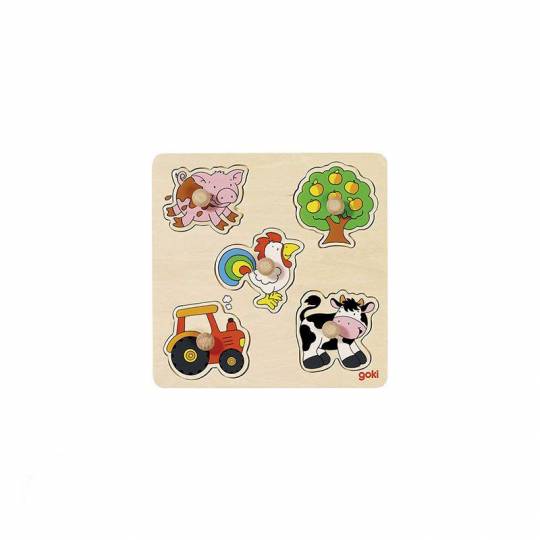 Puzzle à boutons en bois à la campagne 5 éléments - Goki Goki - 1