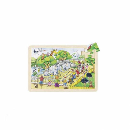 Puzzle en bois animaux du zoo 24 pièces - Goki Goki - 1