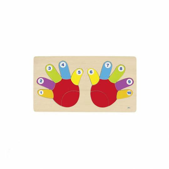 Puzzle en bois compter sur ses mains 14 pièces - Goki Goki - 1