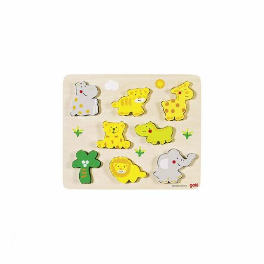 Puzzles en bois encastrable animaux sauvages 8 pièces Goki - 1