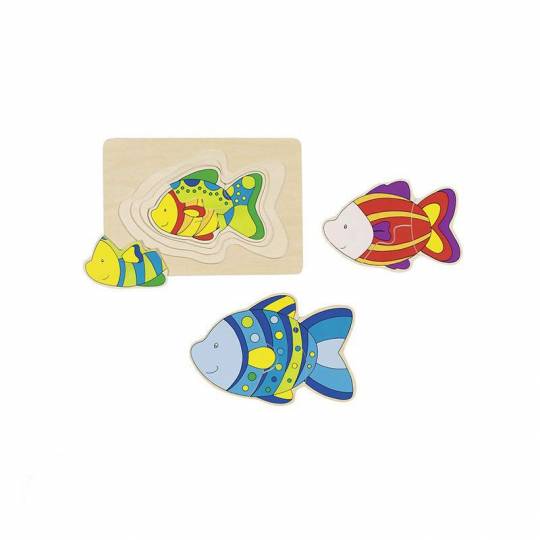 Puzzle en bois poissons 11 pièces Goki - 1