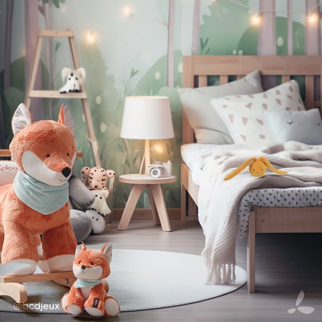 Coffre à jouets en bois naturel avec décor Jungle, TIDLO