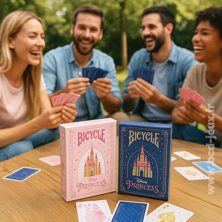 Jeu de 54 cartes Disney Princesses rose et bleu – Bicycle