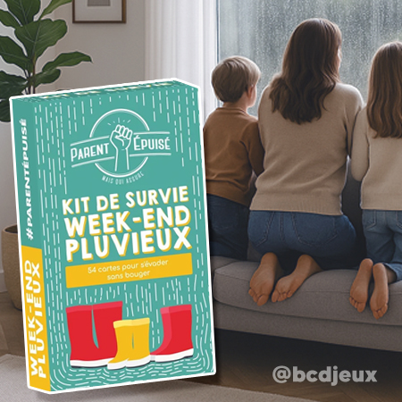 Kit de survie week-end pluvieux - Parent Épuisé