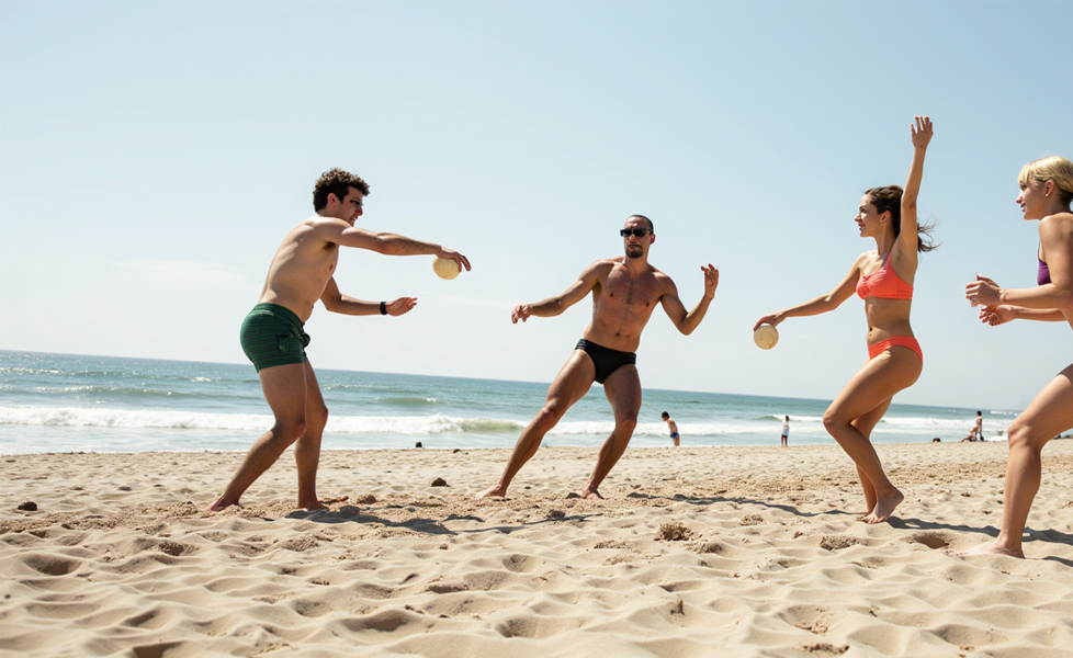 Jouer entre amis sur la plage pendant les vacances d'été