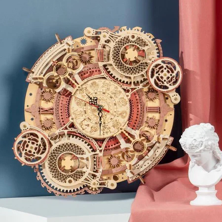 Zodiac Wall Clock – Puzzle 3D mécanique steampunk en bois ROKR