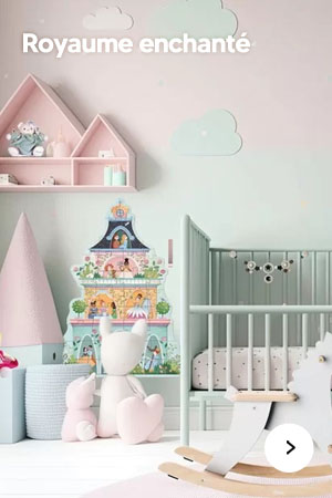 Décoration chambre enfant thème royaume enchantée : princesse et prince