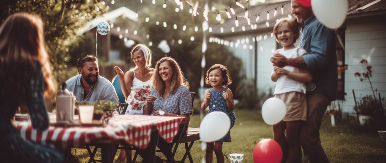 Cousinade en famille dans le jardin