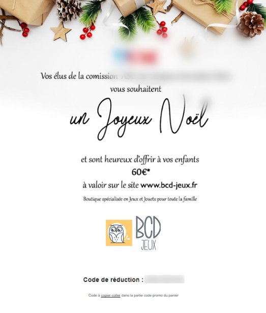 Cheque cadeau pour arbre de noël