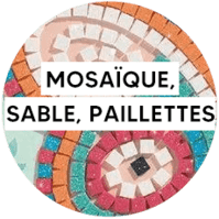 mosaique, sable, paillettes