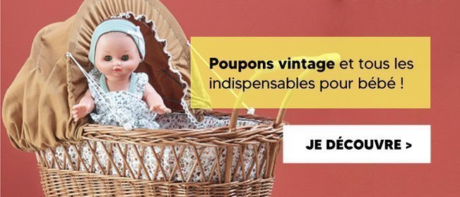 Poupée vintage et tous les indispensables pour bébé