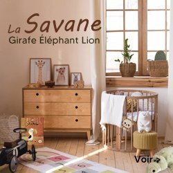 Thème décoration et jouets sur les animaux de la savane éléphant girafe lion pour une chambre d'enfant